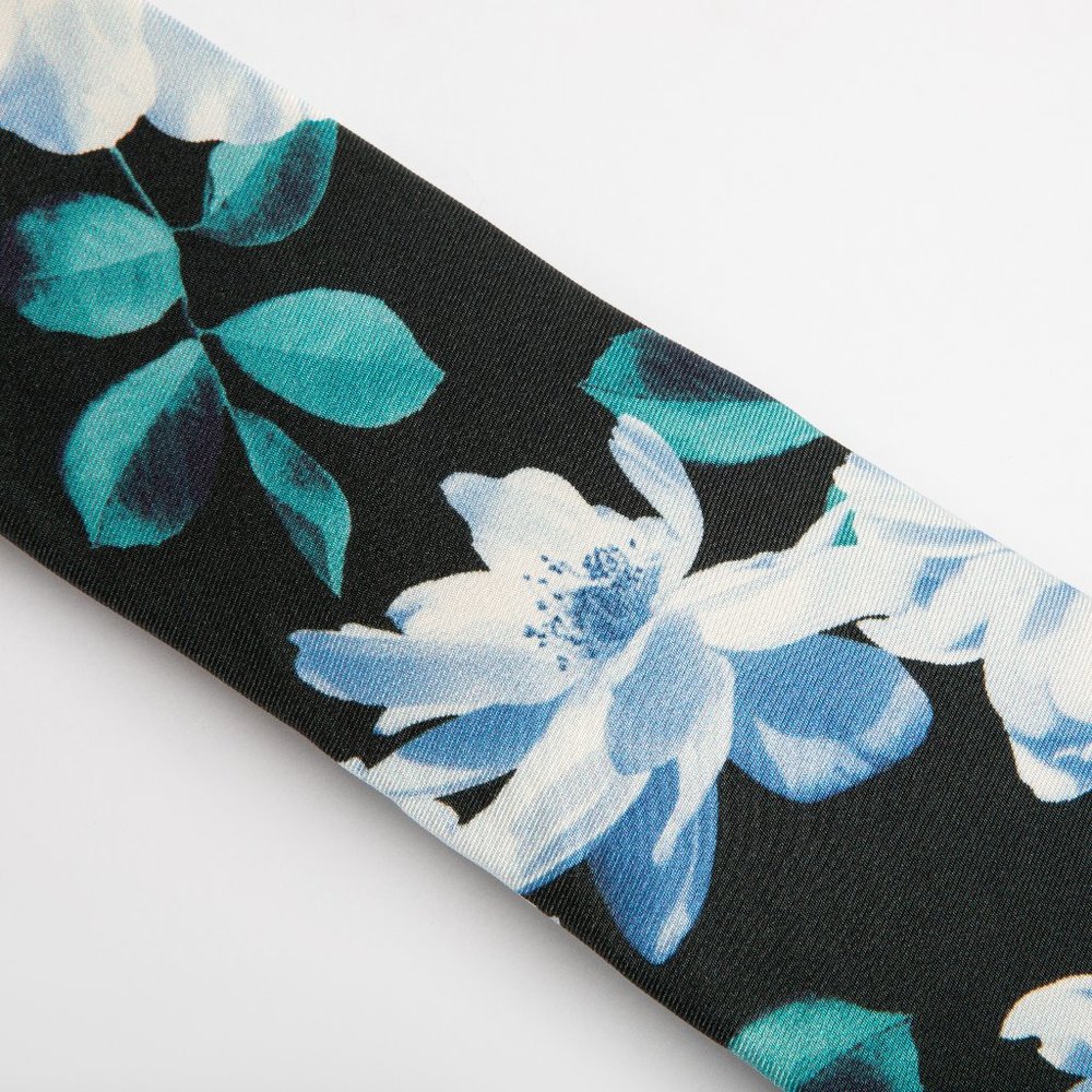 NEW! Blue Narrow Watercolor Floral Tie - Picture 2 of 4